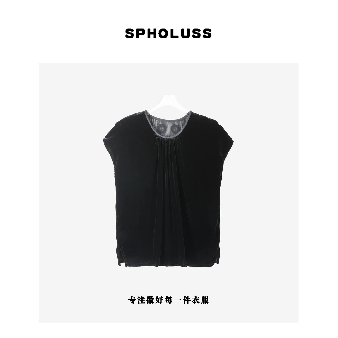 【丝芙玉禄】【K215】重磅100%真丝丝绒圆领轻奢气质真丝丝绒上衣