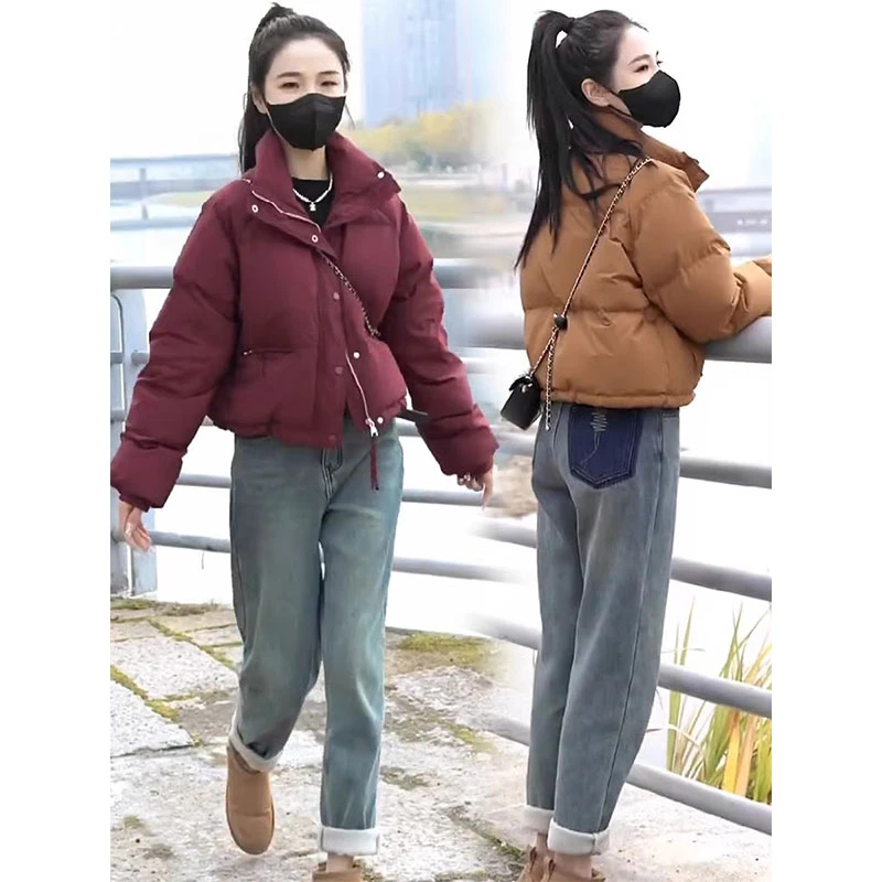 韩版时尚棉服女装2024新款冬季宽松加厚面包服小个子短款棉衣外套