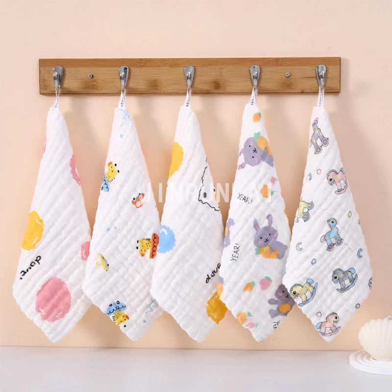 纯棉六层纱布毛巾高密泡泡纱童巾洗脸面巾口水巾手帕柔软可爱简约