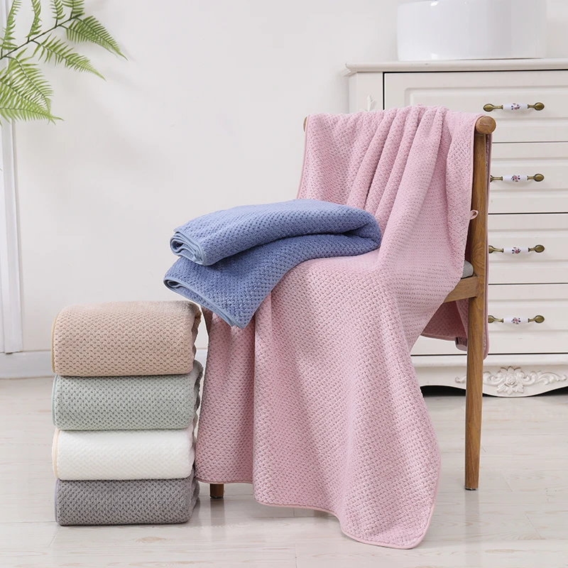 菠萝格珊瑚绒浴巾柔软亲肤吸水好不易掉毛掉色裹巾成人