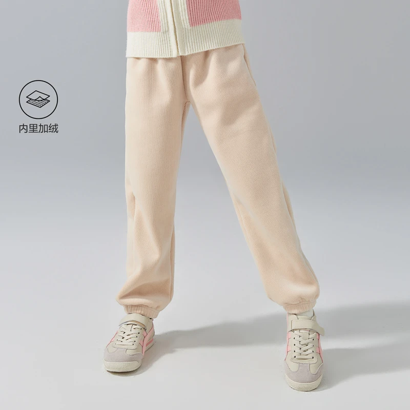 笛莎童装加绒束脚裤24新款儿童洋气百搭长裤休闲裤女童秋冬季