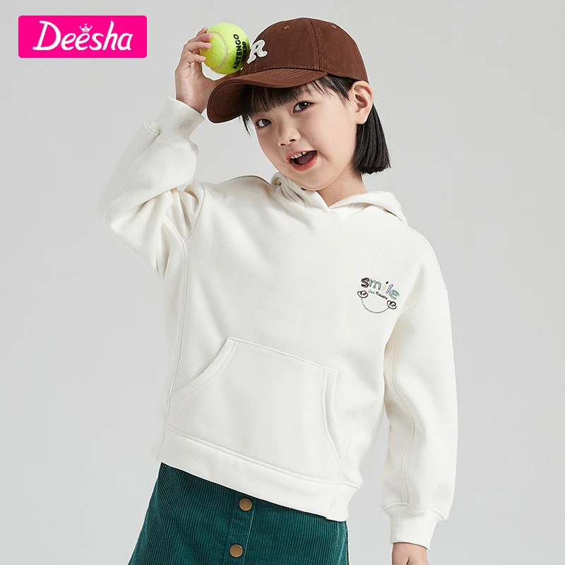 DEESHA/笛莎卫衣女秋冬季新款蓄热保暖长袖抑菌加绒连帽休闲上衣