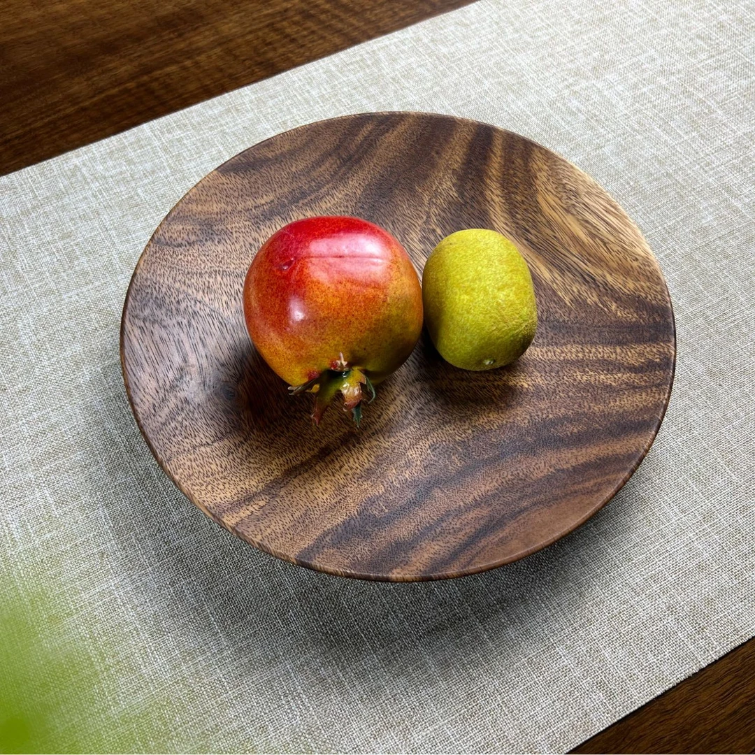 胡桃木圆形果盘1号25直径4厚