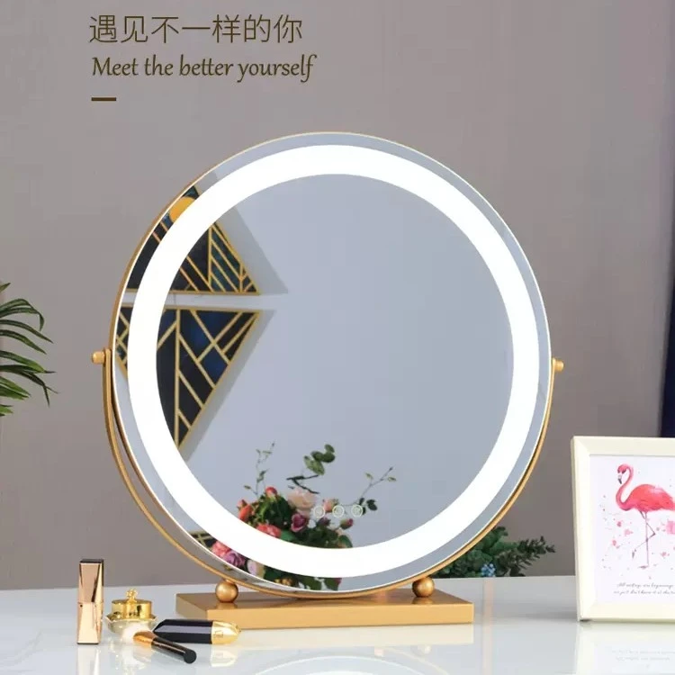 化妆镜台式led灯带灯led化妆镜梳妆镜台式桌面大号梳妆台镜子卧室