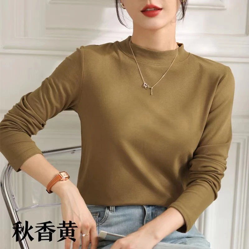 经典~螺纹棉半高领长袖打底衫内搭