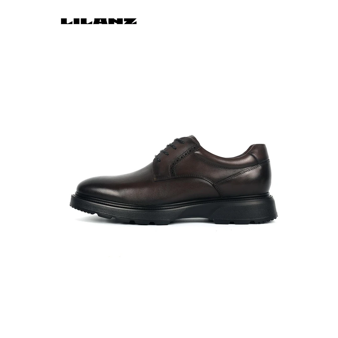 Lilanz/利郎男士时尚简约圆头牛皮革商务皮鞋正统鞋 (23DXL102)