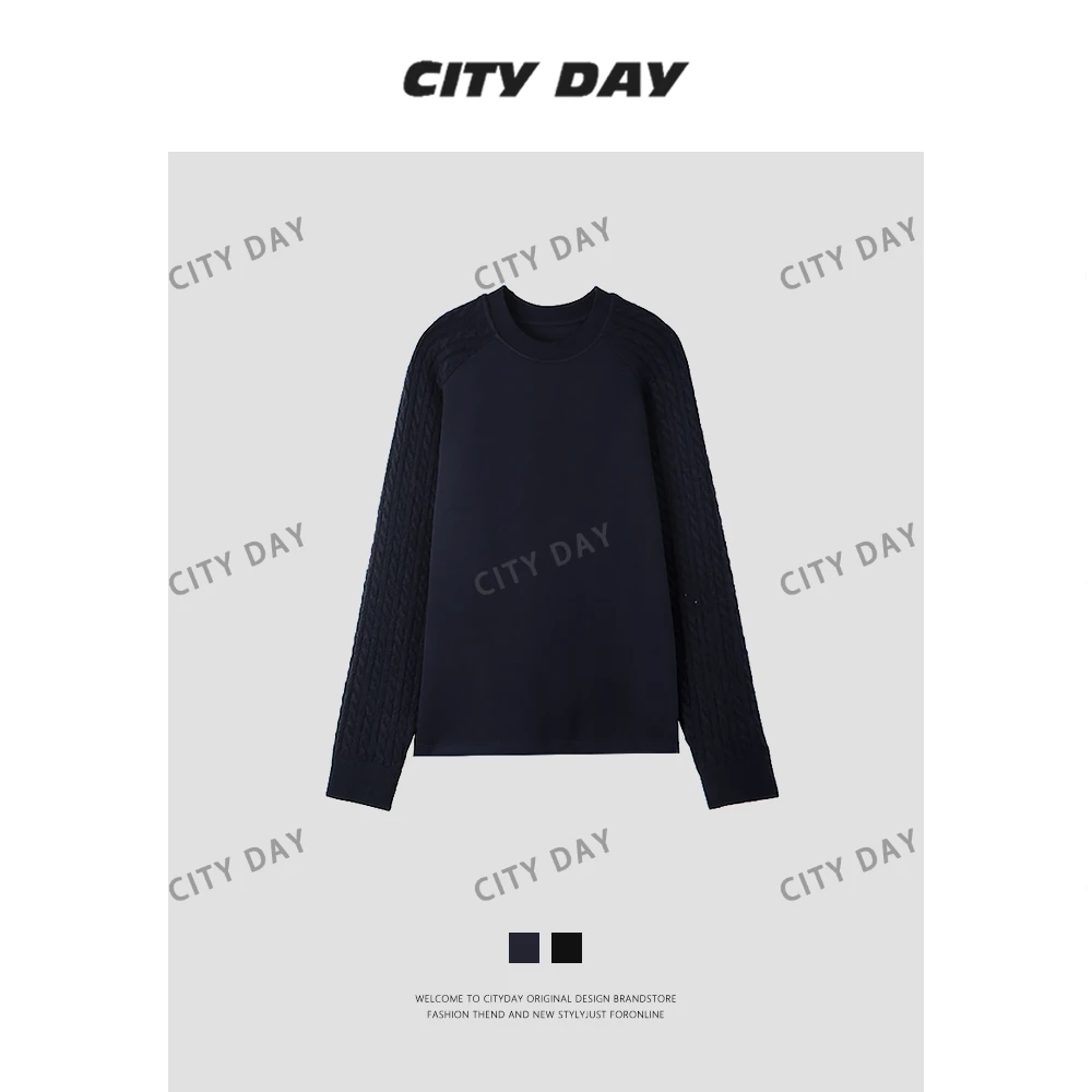 City Day 【潮灰私订】7592静奢莫代尔 插肩袖拼接卫衣