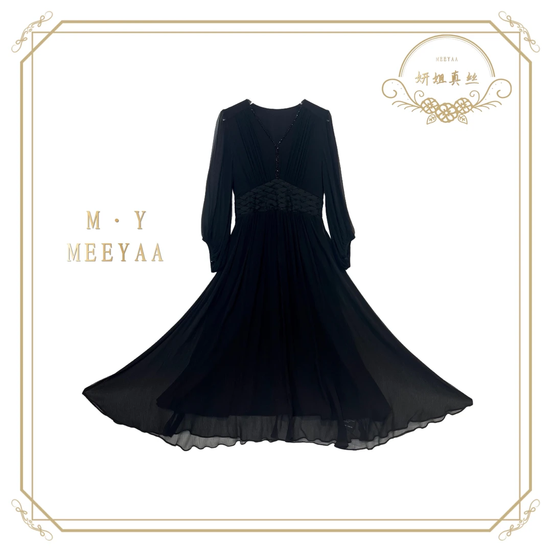 2025妍姐法式时尚高端走秀女装气质轻奢真丝女装连衣裙蕾丝 23128