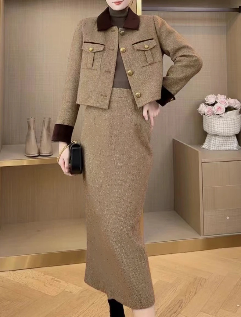 【茵姐推荐】秋冬名媛法式显瘦复古气质百搭韩版羽绒时尚套装2822