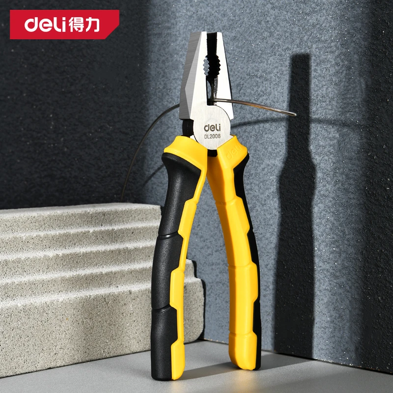 得力钢丝钳6/7/8英寸胶柄剪铁丝钢丝钳工业级省力钳子大号尖嘴