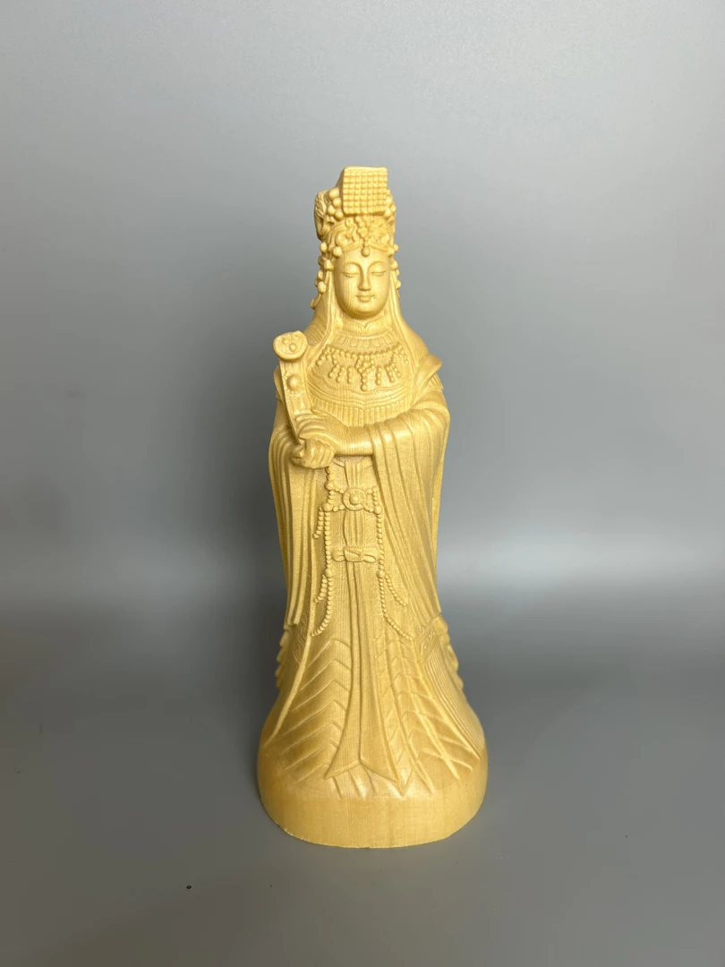 桧木雕刻妈祖文化木雕工艺品高度20公分