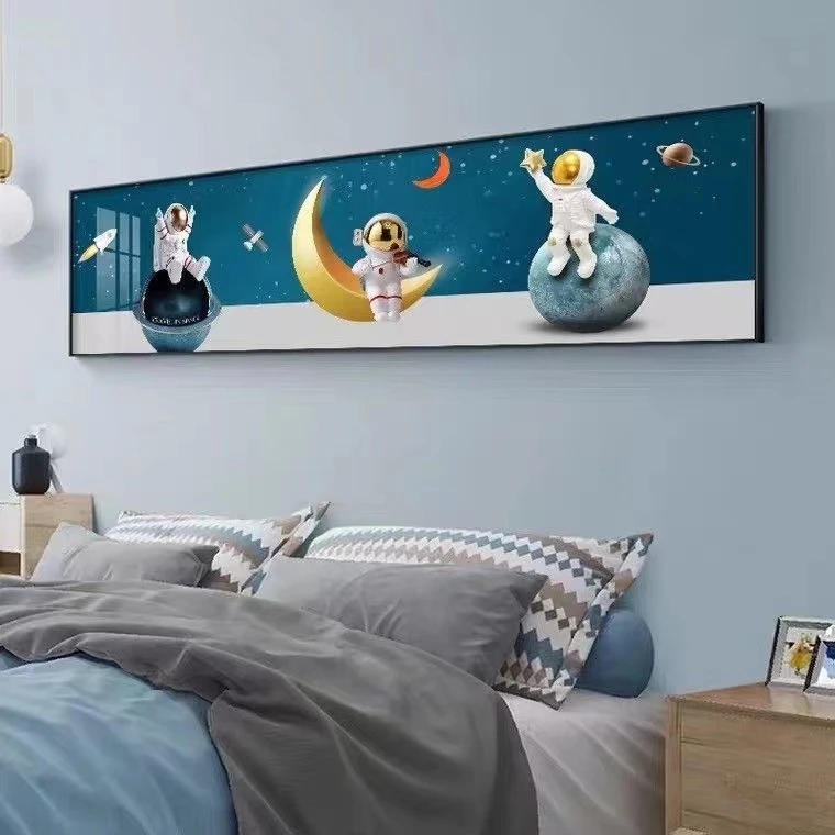 儿童房床头墙面装饰画女孩房间卧室挂画男孩公主女童布置卡通壁画