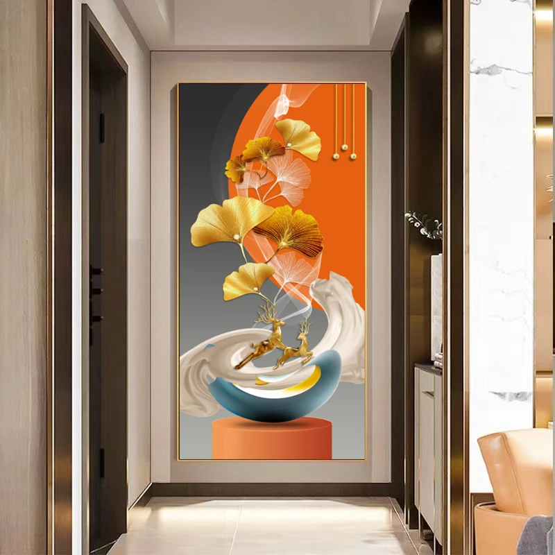 玄关装饰画现代简约入户客厅走廊壁画轻奢风过道竖版大气高端挂画