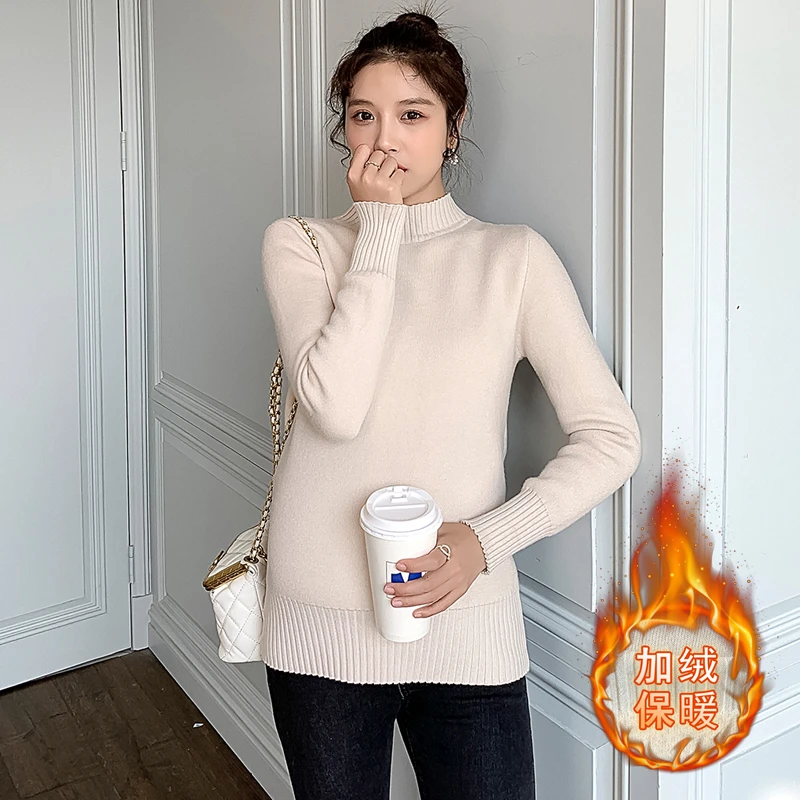 【 加绒孕妇毛衣】一体绒加厚半高领针织衫打底衫上衣长袖修身潮妈