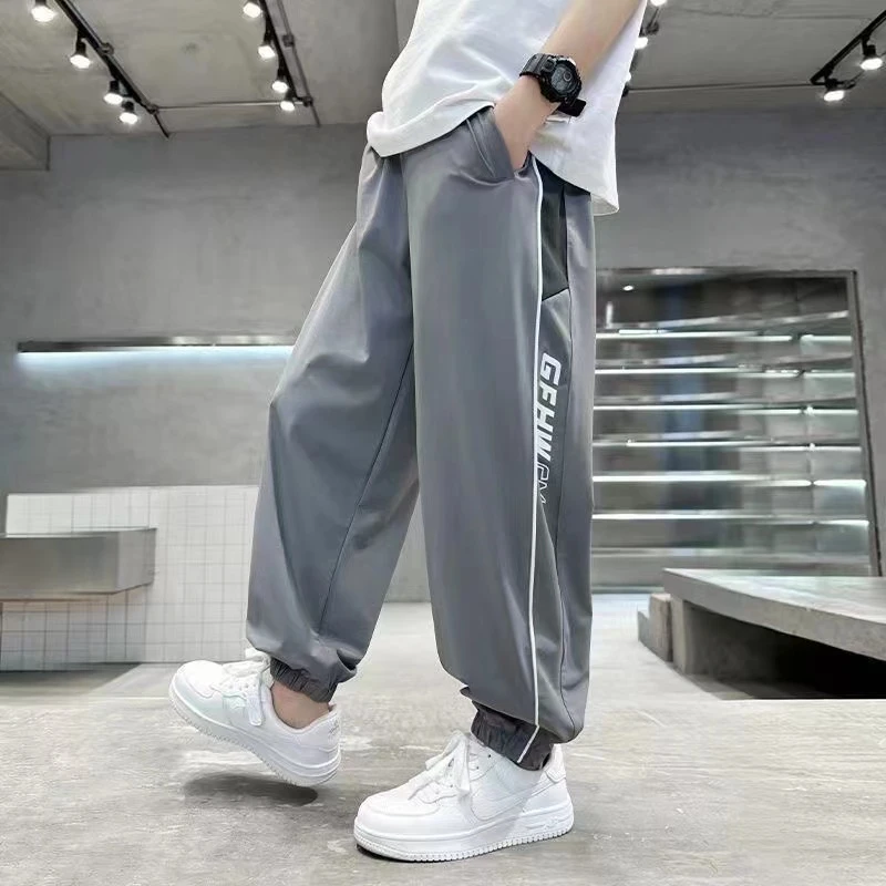 男童薄款夏季休闲百搭运动裤中大童冰丝宽松速干九分防蚊裤