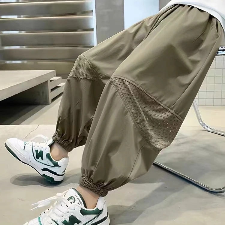 儿童夏季防蚊裤凉感2024款中大童薄款速干韩版九分裤洋气透气网