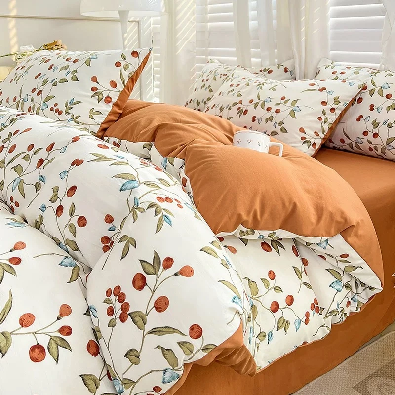 秋冬床上四件套床单被套被罩学生宿舍床加厚磨毛可爱小清新斜纹