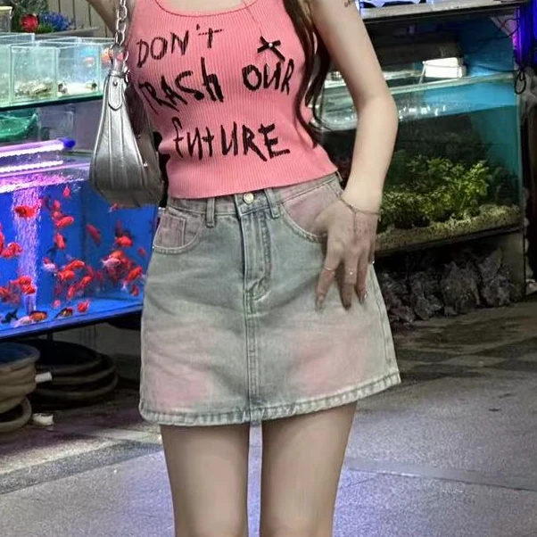 【秀宝女装】高腰百搭显瘦牛仔半身裙C4BSQ2026A