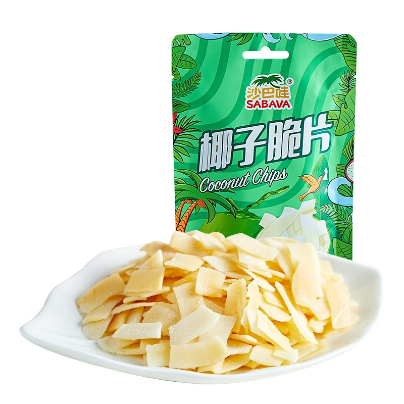 沙巴哇泰国进口椰子片椰肉果干香脆非油炸网红椰味休闲零食椰块
