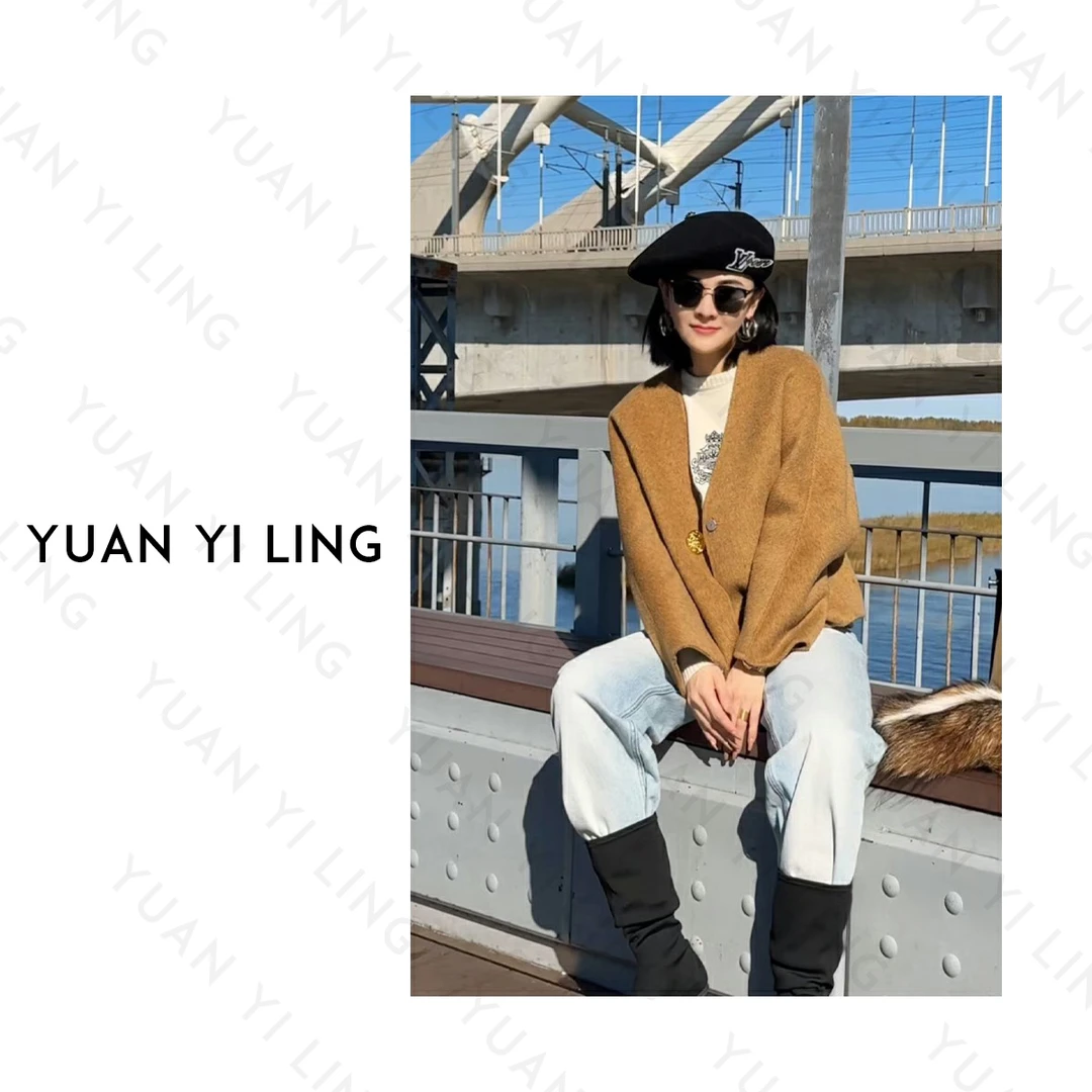 袁艺灵【塞纳黄昏】24秋冬款牦牛绒高奢金扣双面呢女西装马甲