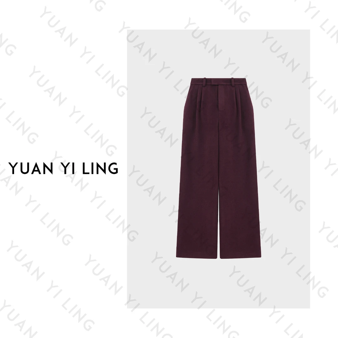YUAN YI LING【安可拉】24冬款上新毛呢纯色加厚直筒百搭女装阔腿裤