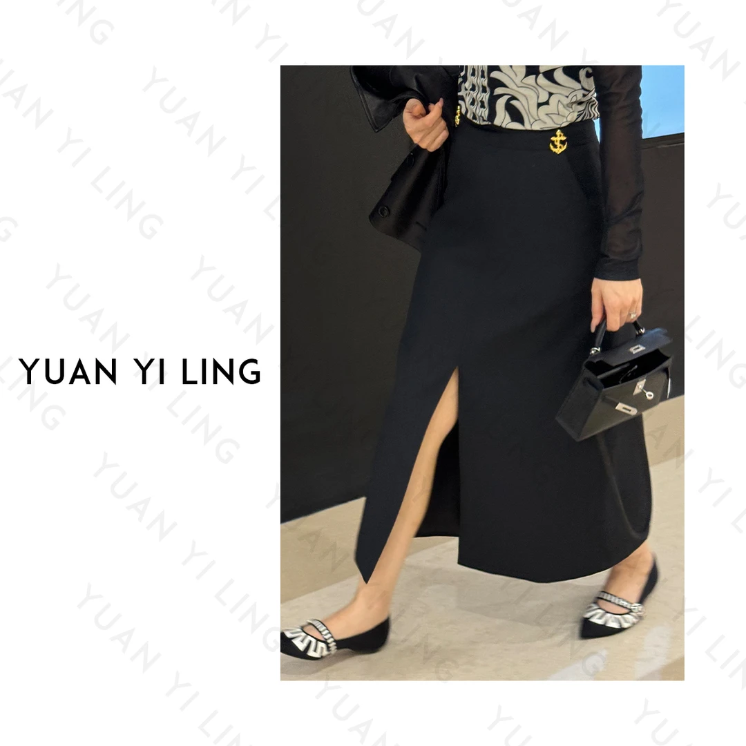 袁艺灵【航海日记】羊毛秋季新简约小标志气质时尚百搭风女转半身裙