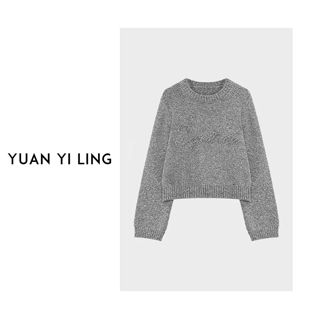 YUAN YI LING【ZEZE专属】24冬季新款慵懒经典字母标志长袖针织毛衣