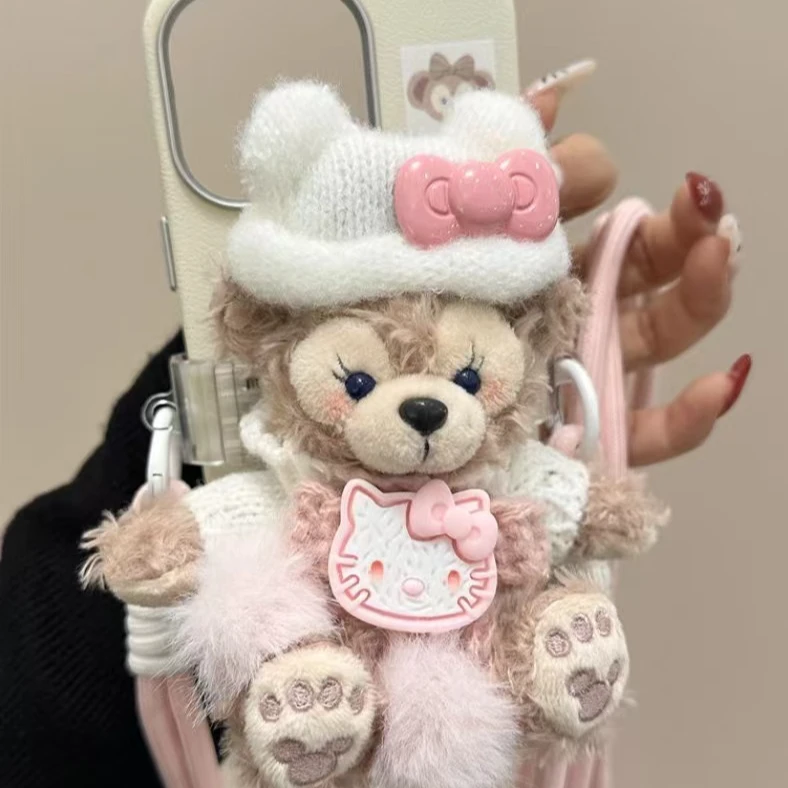 白帽粉蝴蝶结KT玫玫背夹适用iPhone16promax苹果15手机壳14斜挎13