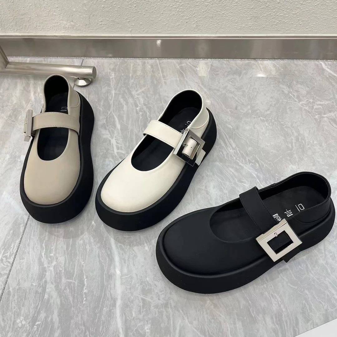 【两穿】单鞋女2024新款一脚蹬女鞋厚底时尚上班专用乐福鞋（5公分）