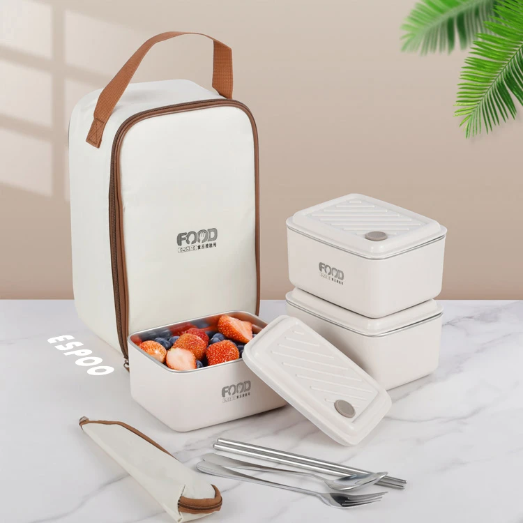 ESPOO/316不锈钢保温饭盒上班族学生便当盒水果盒（送保温袋+餐具）