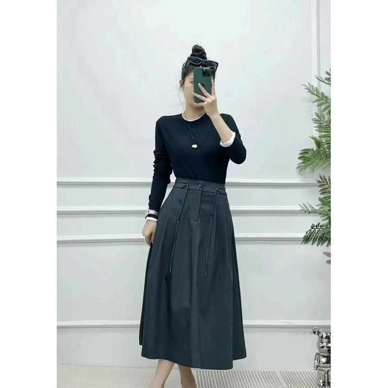 WANTHAT/凡黛卡高腰显瘦气质通勤半身裙中长A字大摆伞裙9381