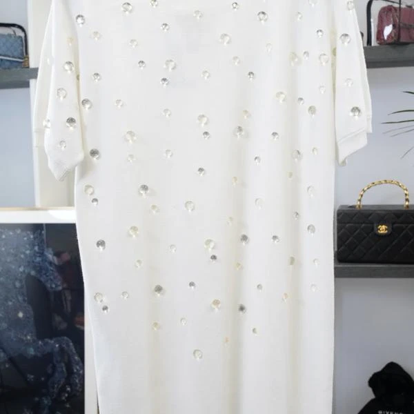 95新 Chanel/香奈儿 CHANEL白色半袖时尚打底潮流长款连衣裙34