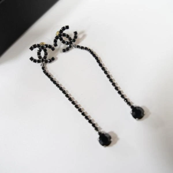 95新 Chanel/香奈儿 Chanel 黑钻双C流苏耳钉