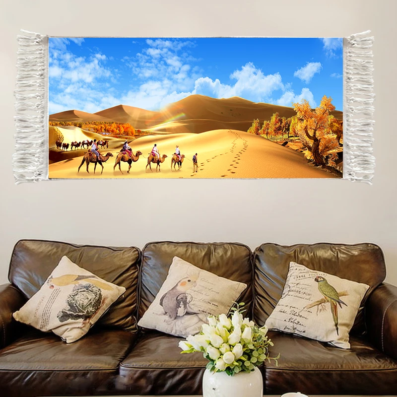 新疆民族挂毯十二木卡姆毯子胡杨林骆驼酒店餐厅民宿挂画装饰画