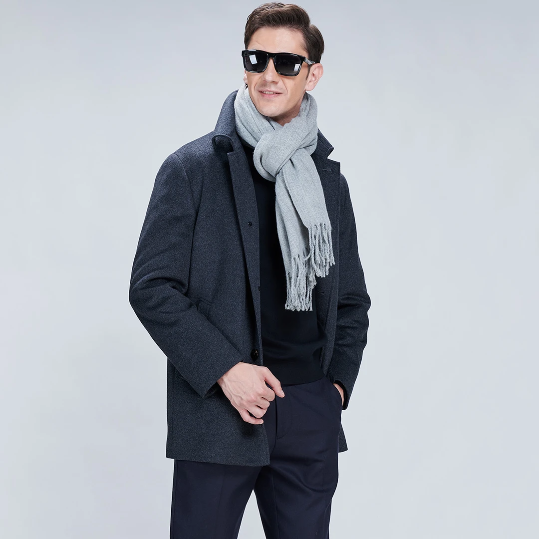 路卡迪龙【热销款】100%山羊绒男商务大衣休闲男外套155227111-94