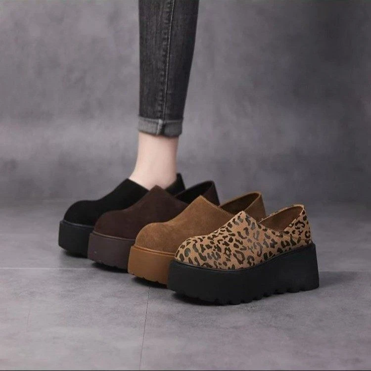 2024秋季新款增高7CM厚底低帮复古休闲百搭软底时尚两穿博肯女鞋