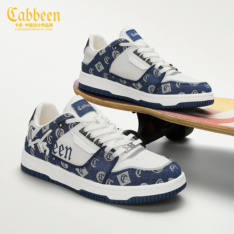 Cabbeen/卡宾腰果花时尚复古百搭系带轻便透气低帮潮流休闲板鞋