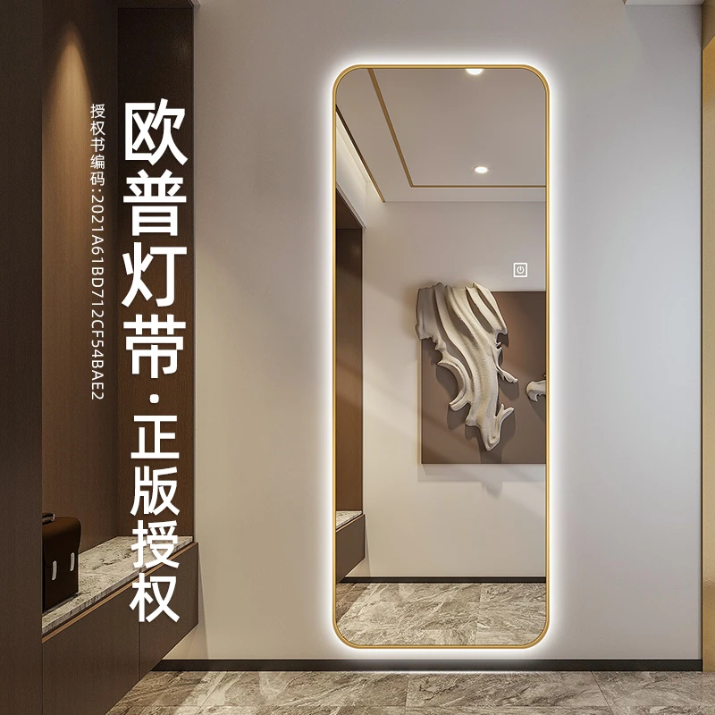 轻奢智能带灯穿衣镜壁挂铝合金框全身镜试衣镜家用立体落地大镜子