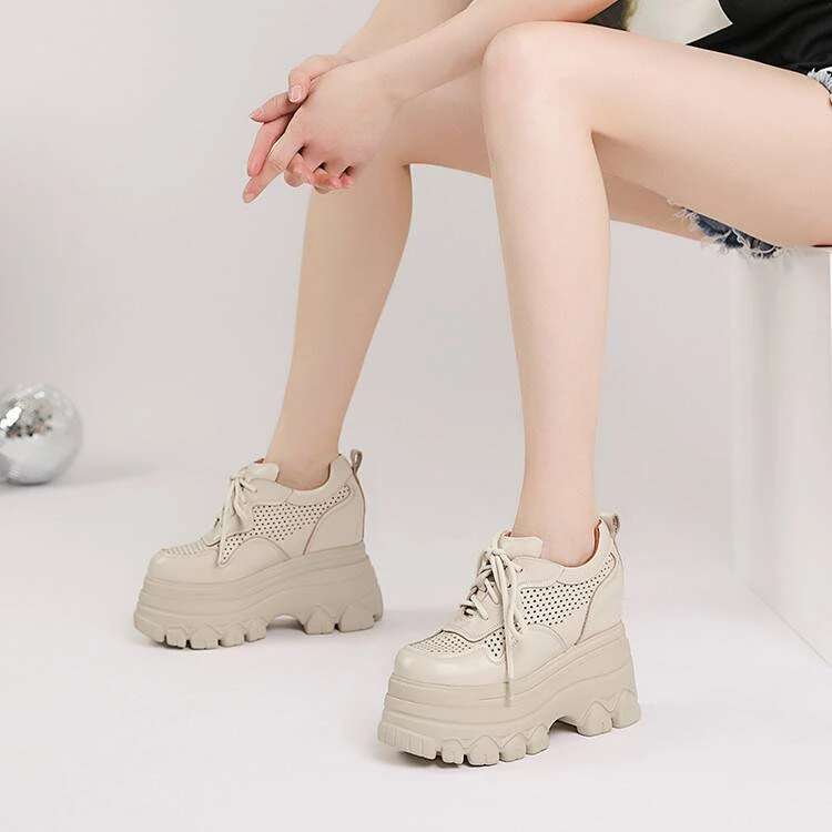 2024秋季新款12cm镂空内增高厚底单鞋女韩版百搭轻便女鞋