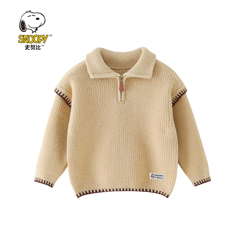 史努比/snoopy2024秋冬新款男女男女童加厚针织衫套头儿童毛衣