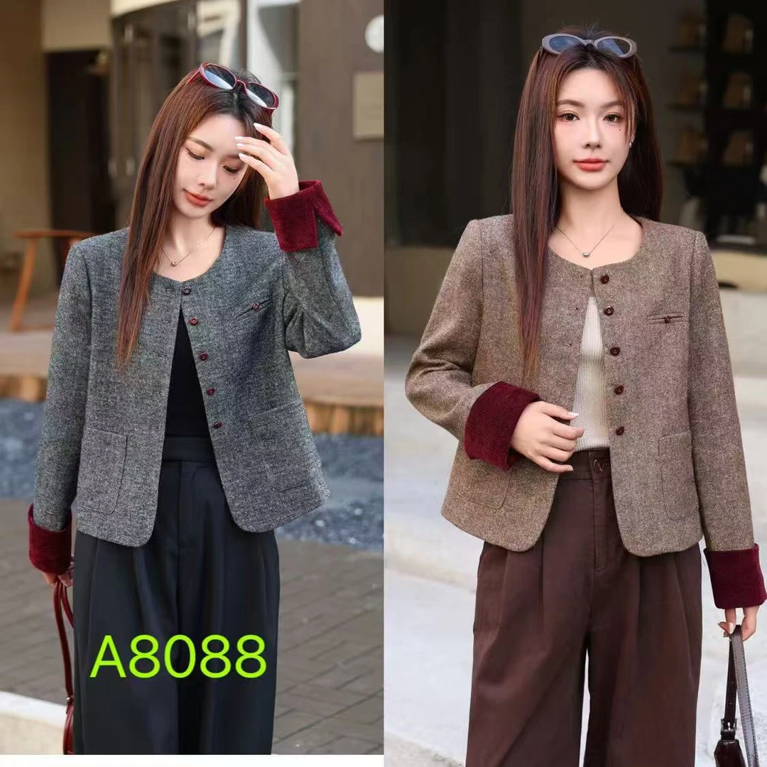 【锦衣服饰】美8088小香风翻边袖外套