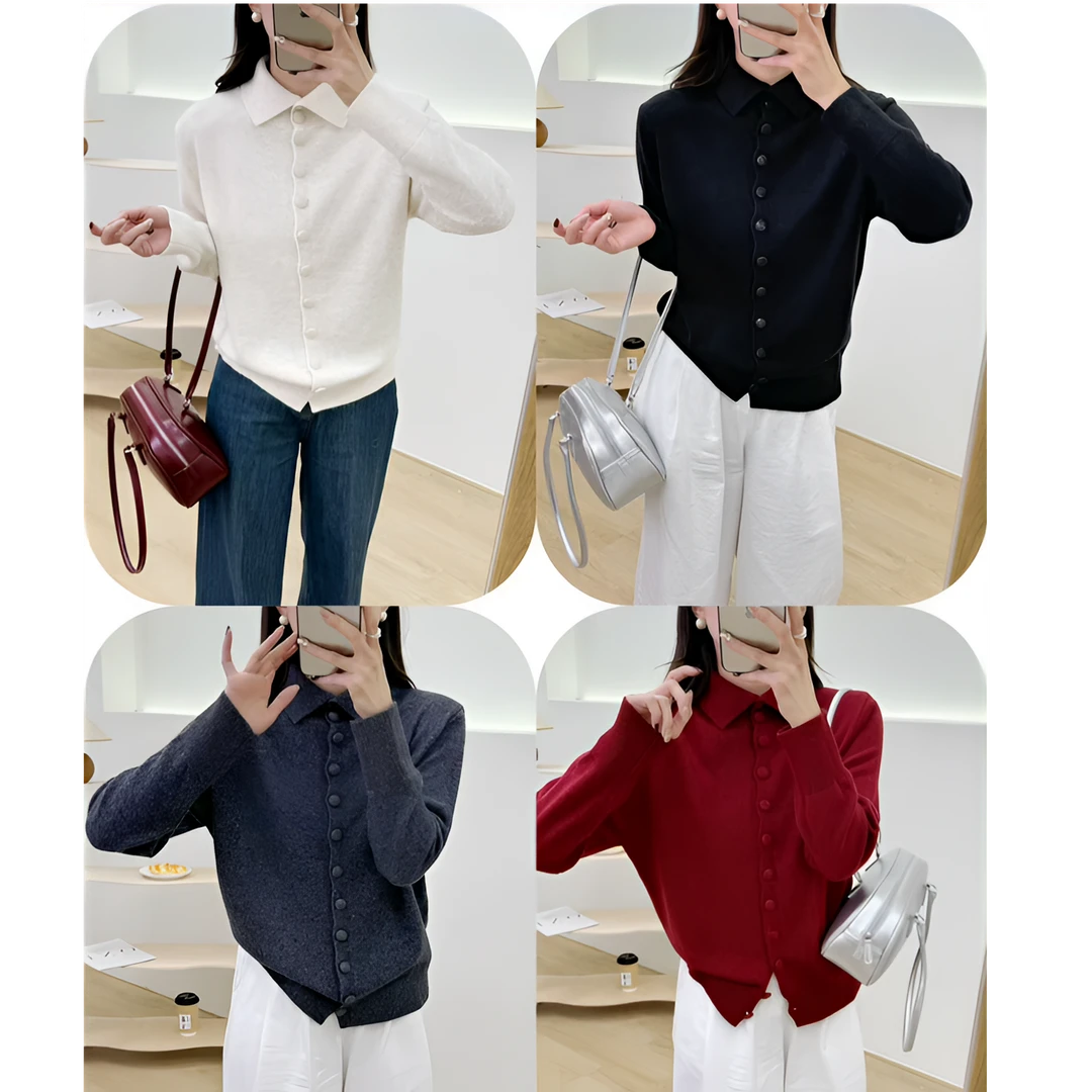 【锦衣服饰】28803韩系翻领软糯开衫