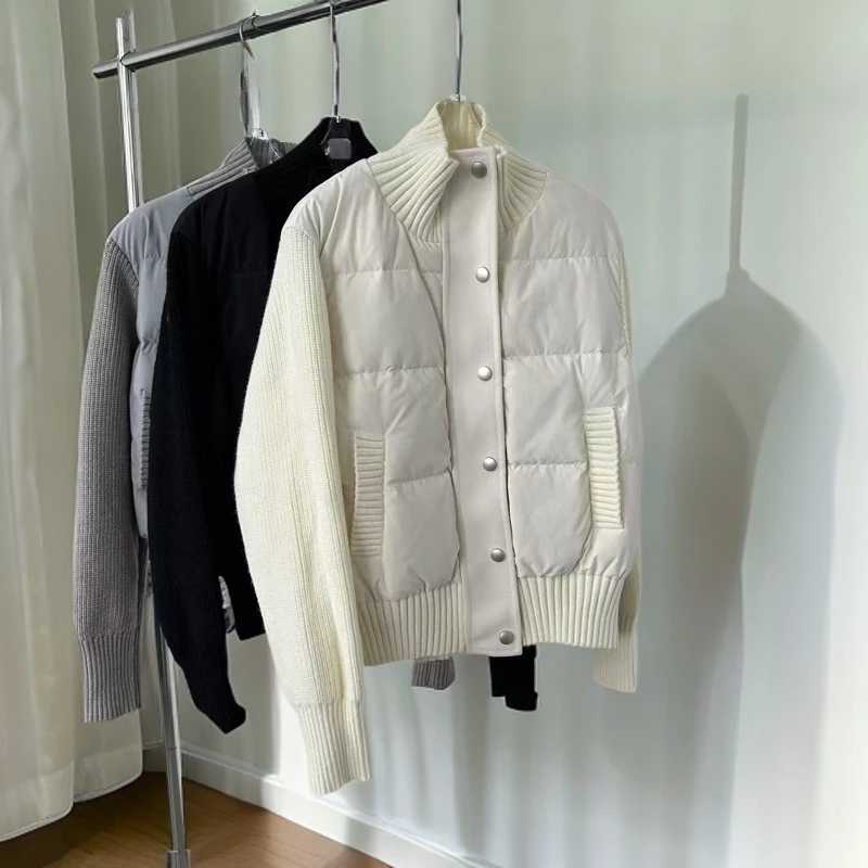 【锦衣 2024冬季新款】618针织袖拼接羽绒服