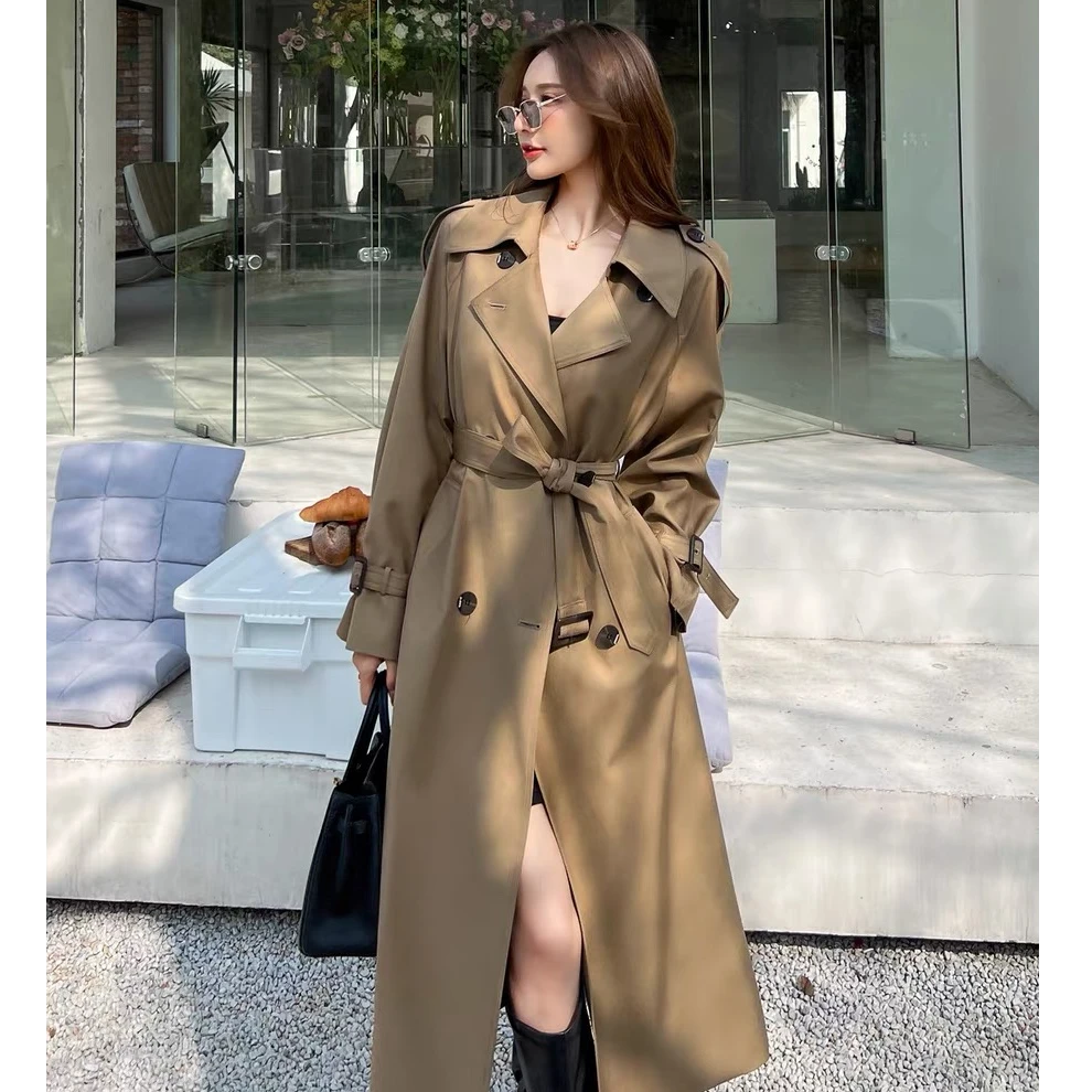 【锦衣服饰】86015宽松气质长款风衣外套