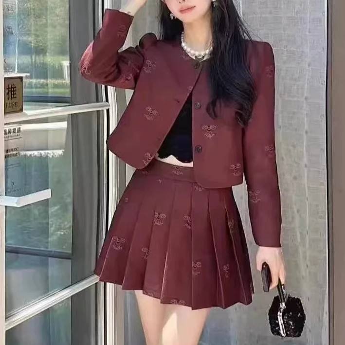 【锦衣服饰】柏7955小香风百褶裙套装