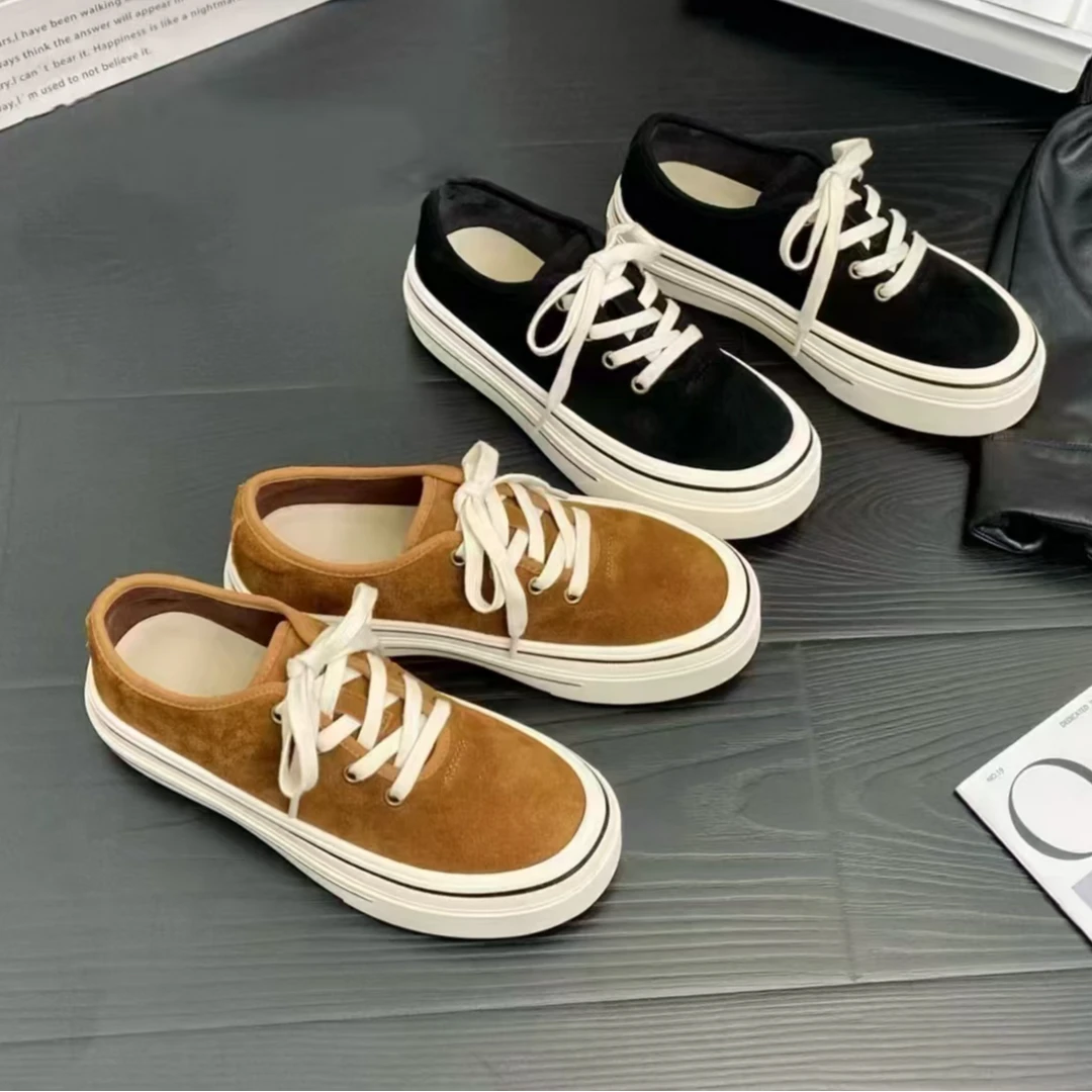 【锦衣 2024秋冬新款】6537羊京绒内里薄绒布系带休闲板鞋