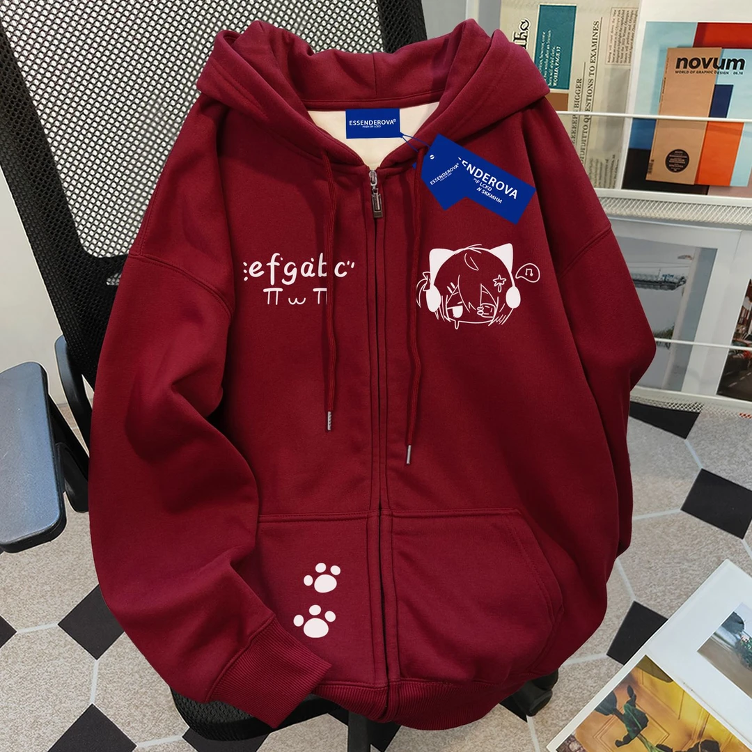 小众慵懒美式可爱风连帽卫衣女秋冬加绒宽松百搭潮牌拉链开衫外套