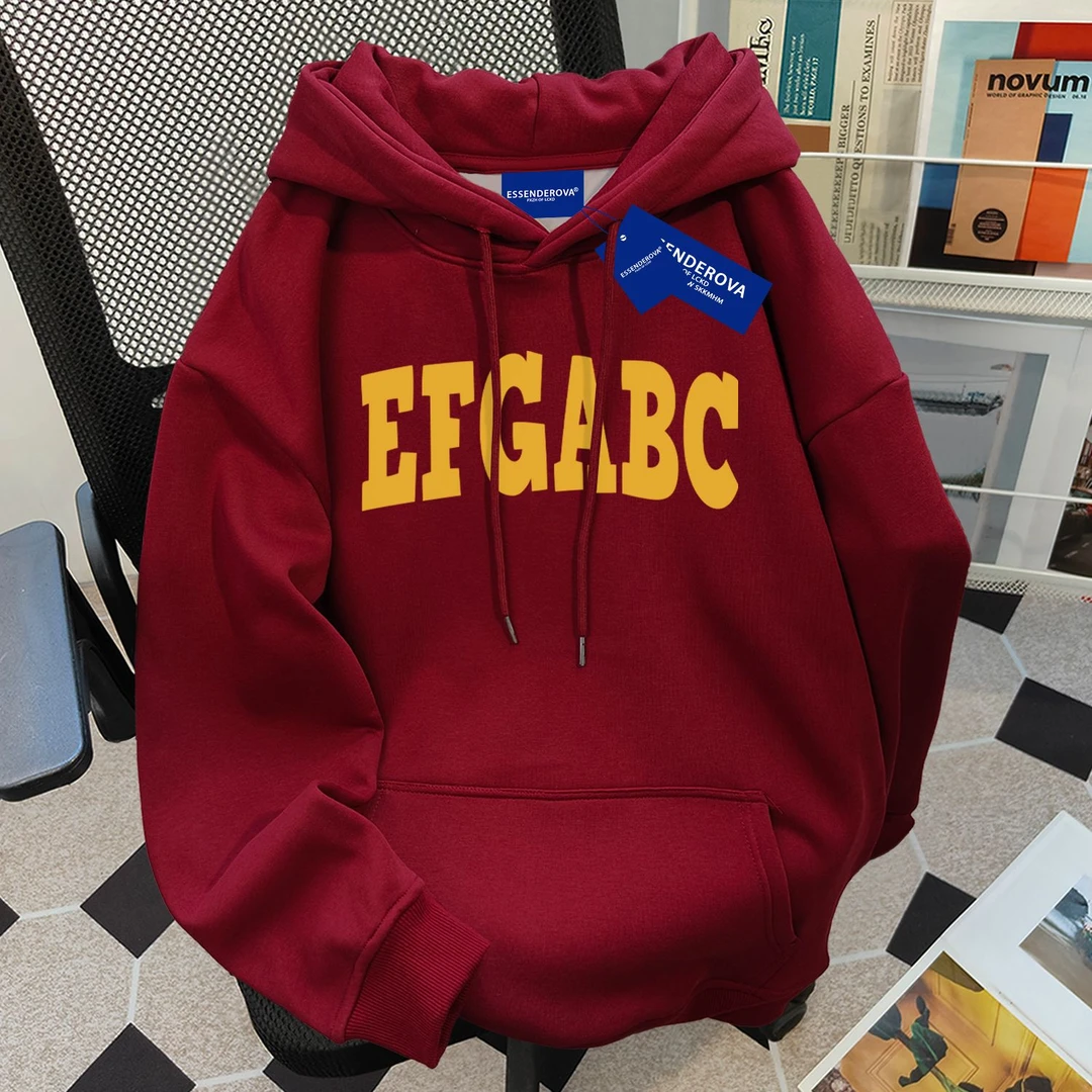 韩版小众美式vintage潮流高街字母纯色连帽卫衣女秋冬加绒女上衣