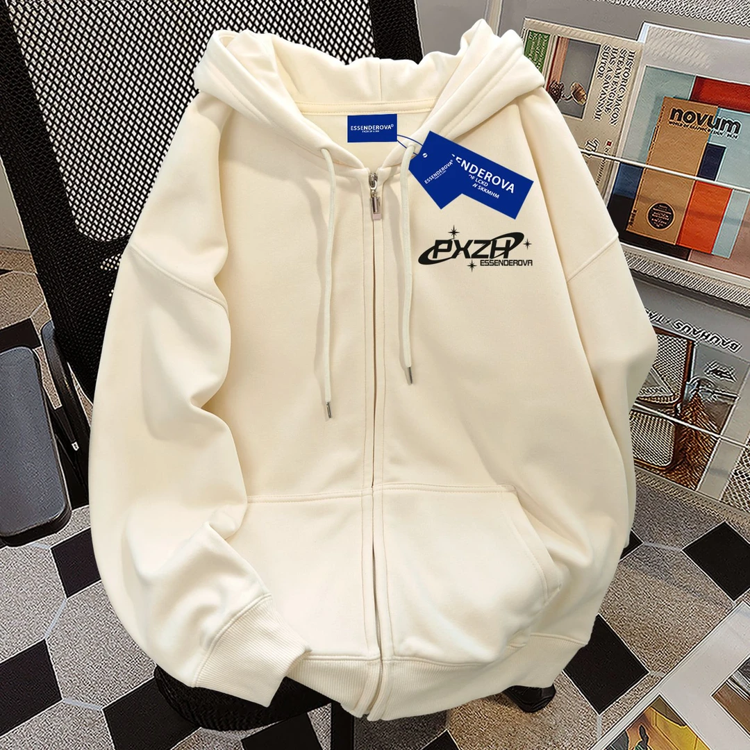 小众复古日系街头连帽卫衣女秋冬加绒宽松显瘦慵懒风拉链开衫外套