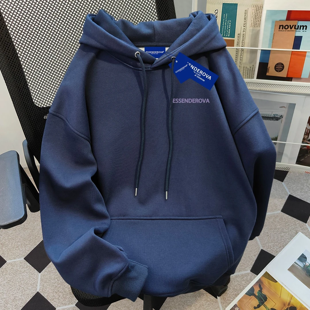 小众复古简约字母个性高街纯色连帽卫衣女秋冬加绒情侣款上衣ins